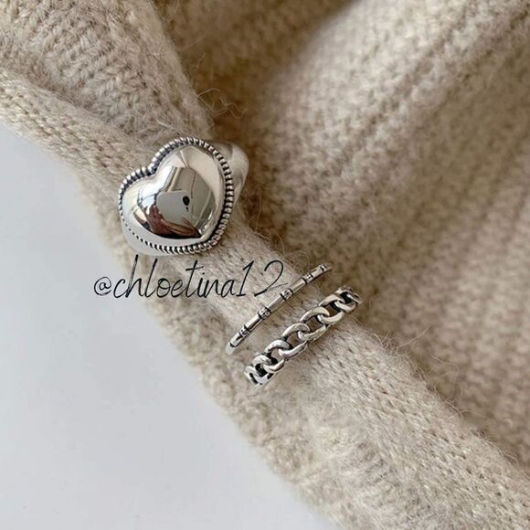 ✨Chloetina Two 925 Sterling Silver Open Adjustable Ring Set - Picture 2 of 9
